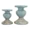 5&#x22; Distressed Blue Terracotta Pillar Candleholder